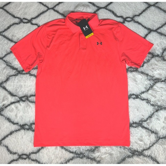 UNDER ARMOUR Performance Golf Polo Shirt Hot Punch Pink Mens M *NEW* 1351129-819 - Picture 1 of 6